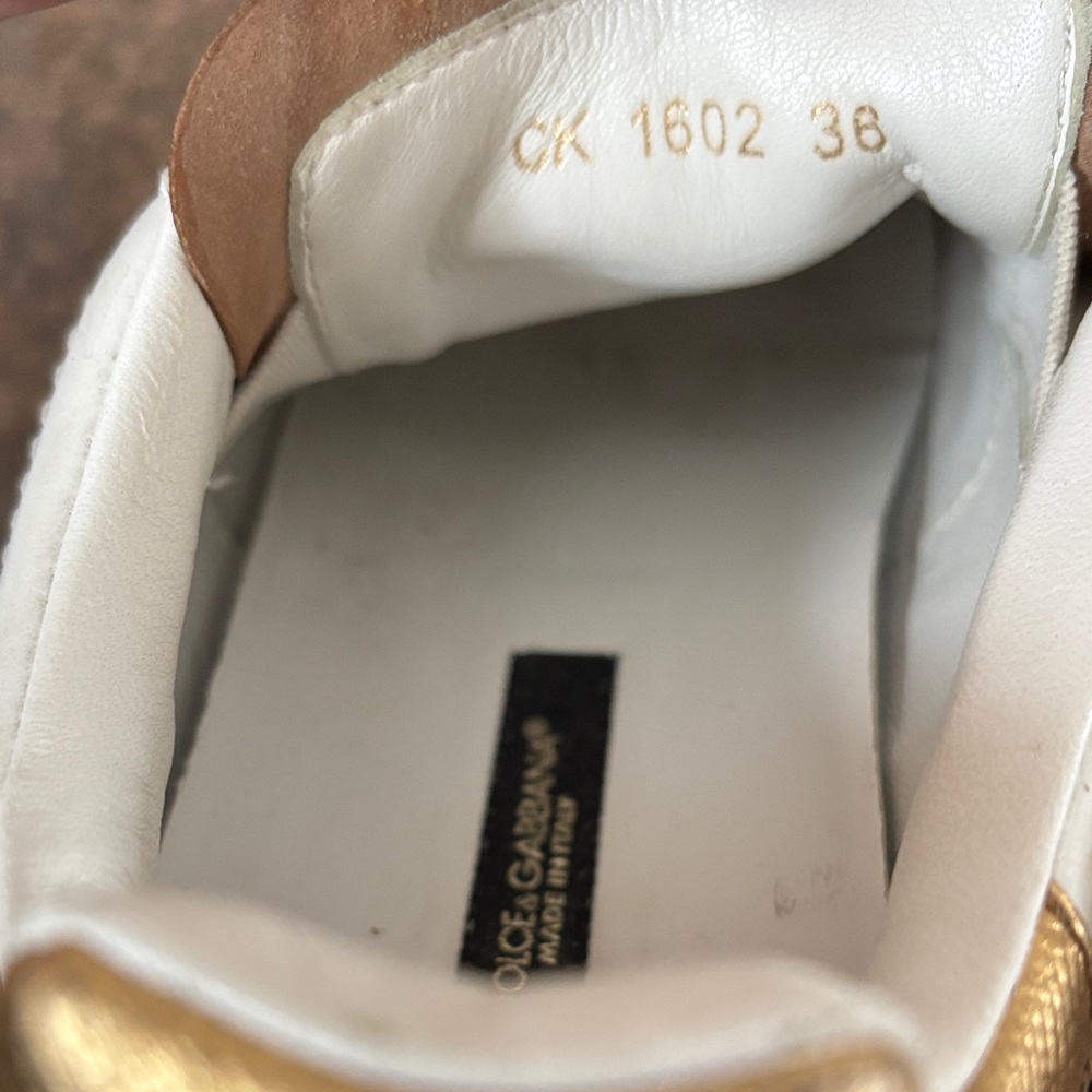 Dolce & Gabbana Ladies White Gold Pearl Accent Sneakers-6 - Picture 14 of 16
